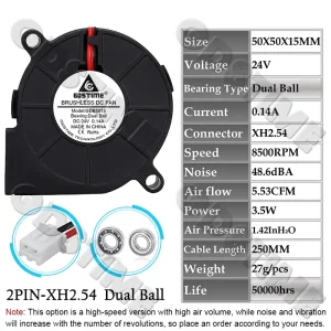 GDStime 5015 24v Dual Ball 8.5k RPM Blower Fan